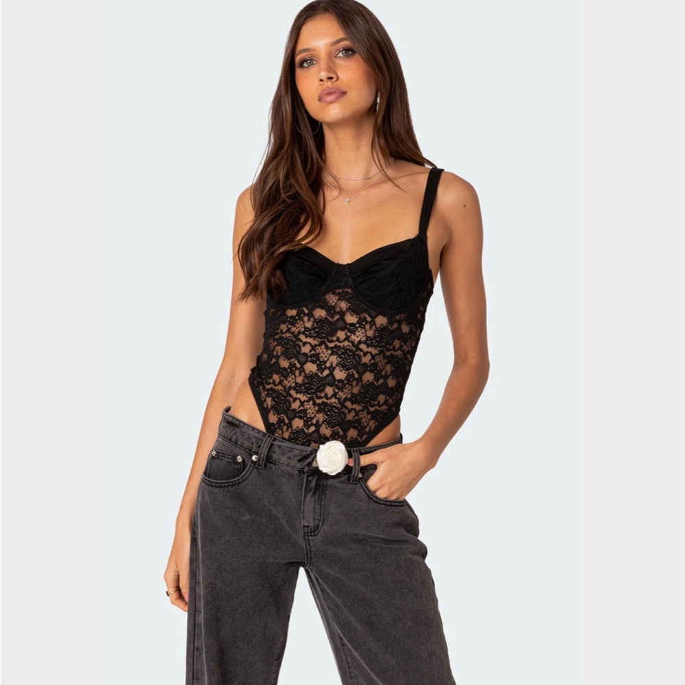 Elegant Black Lace Women's Body Suit
